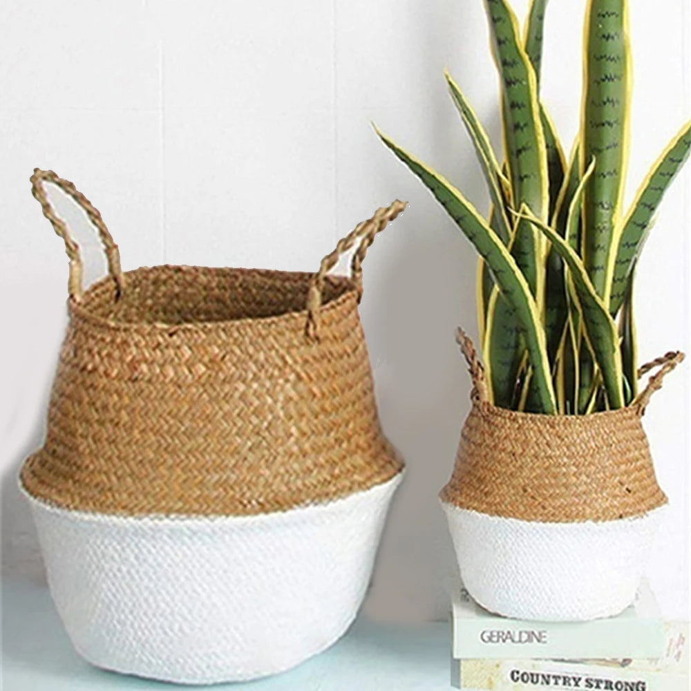 panier suspendu en osier pour rangement et décoration - vue 4 sur 13