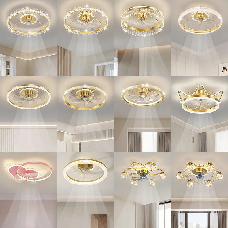 plafonnier led moderne avec ventilateur éclairage silencieux intelligent - vue 5 sur 15