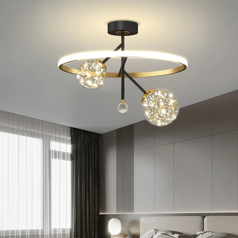lustre nordique moderne à led simple boule pour éclairage intérieur - vue 4 sur 16