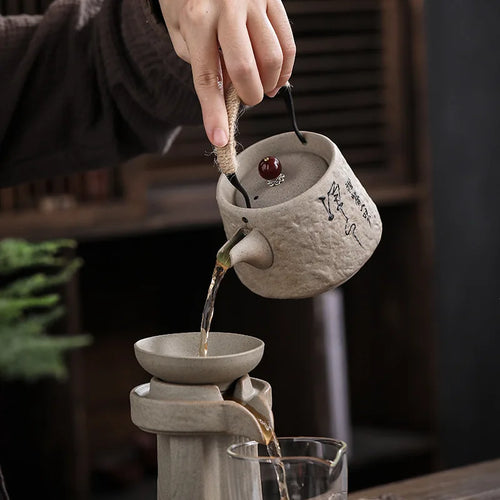 Service à thé japonais rétro kungfu en porcelaine