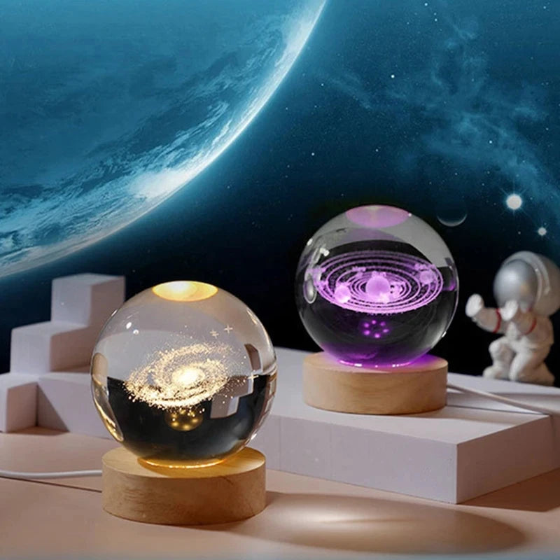 boule de cristal 3D système solaire gravé cadeau décoratif - vue 4 sur 32