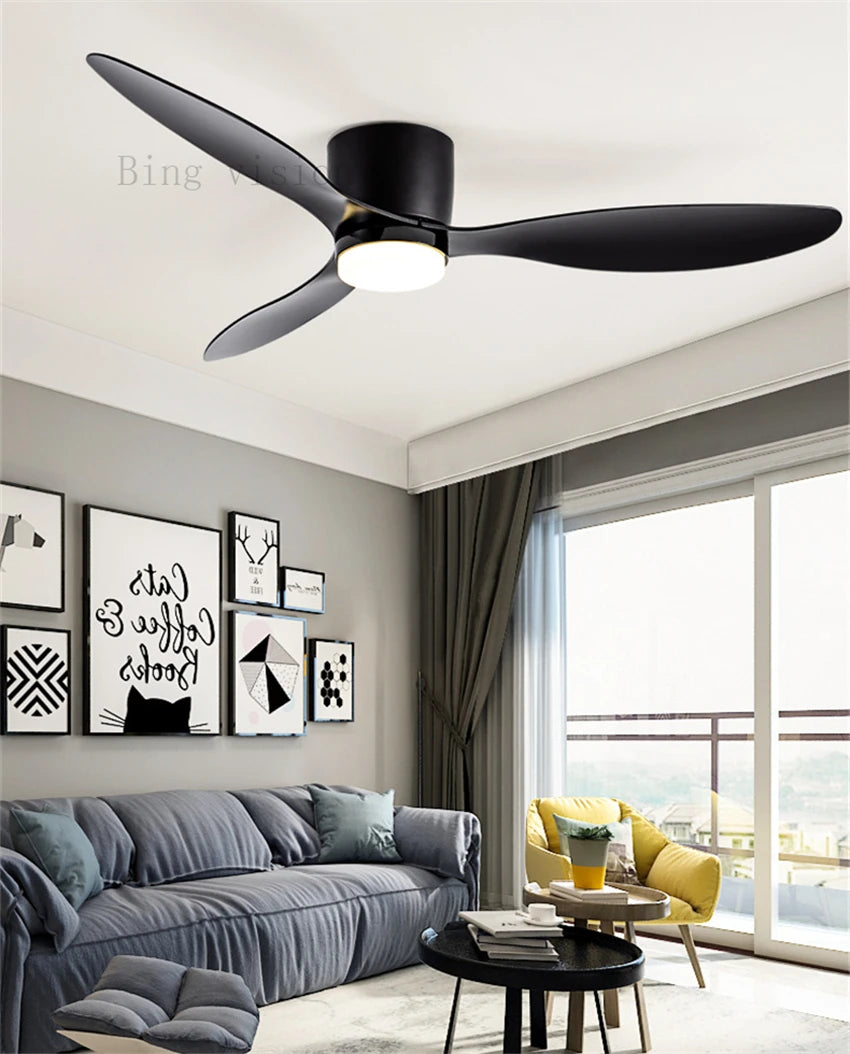 Haute qualité nordique plancher bas moderne ventilateur de plafond lampe DC LED ventilateur de plafond avec télécommande ménage simple ventilateur de plafond - vue 4 sur 14