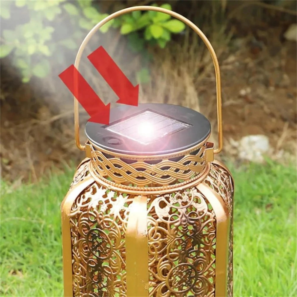 lanterne solaire à led motif rétro pour extérieur jardin patio - vue 4 sur 7