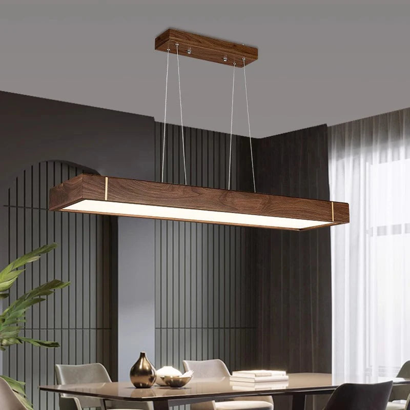 Lustre led modernes design bois foncé pour décoration intérieure