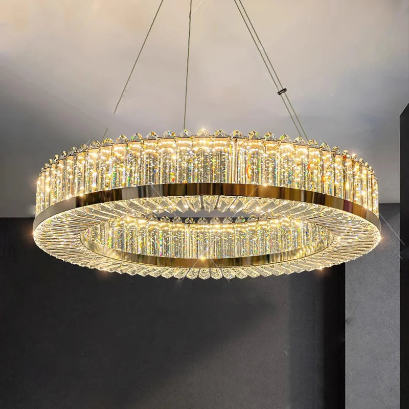 lustre moderne en cristal avec lampes led suspendues luxueuses