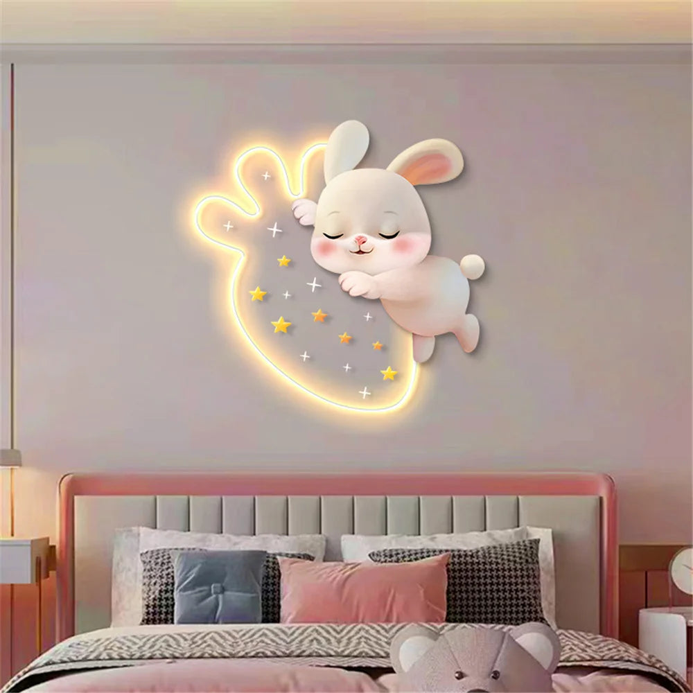 applique murale lapin aux fraises pour chambre d'enfant décorative - vue 5 sur 8