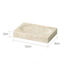 ensemble accessoires salle de bain en travertin beige naturel