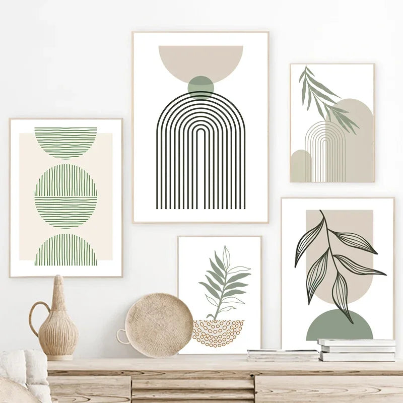 décoration murale abstraite avec feuilles géométriques boho moderne - vue 4 sur 7