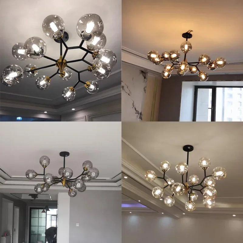 lustre moderne en boule de verre pour décoration intérieure - vue 7 sur 14