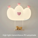 applique murale enfants avec lumières singe et lapin