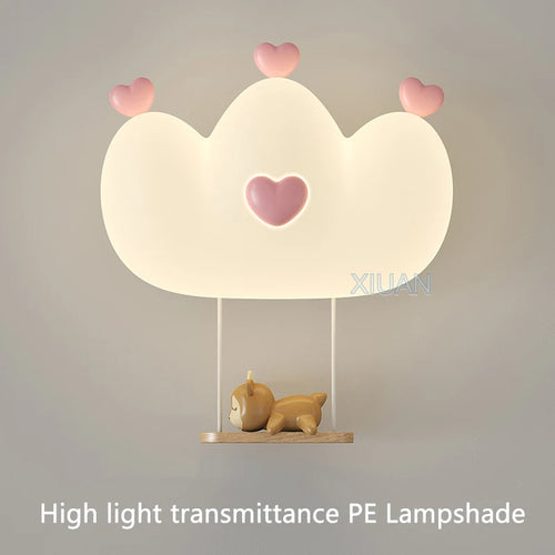 applique murale enfants avec lumières singe et lapin
