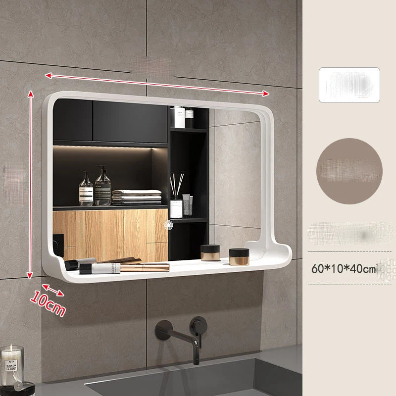 miroir nordique en bois massif pour salle de bain suspendu - vue 8 sur 12