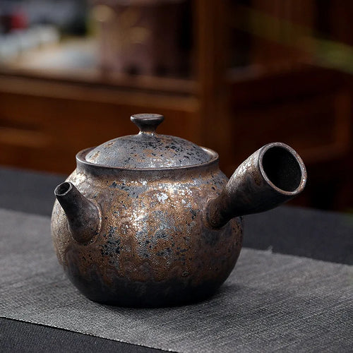 Théière japonaise céramique brute poignée latérale avec infuseur