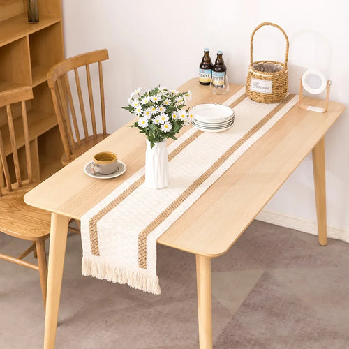Chemin de table plaid coton lin decoration table salle a manger