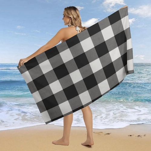 Serviette de plage a carreaux legere sechage rapide
