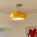 IWHD nordique plafond moderne à LEDs lampe maison éclairage intérieur chambre salon salle à manger cuivre jaune verre abat-jour lampara