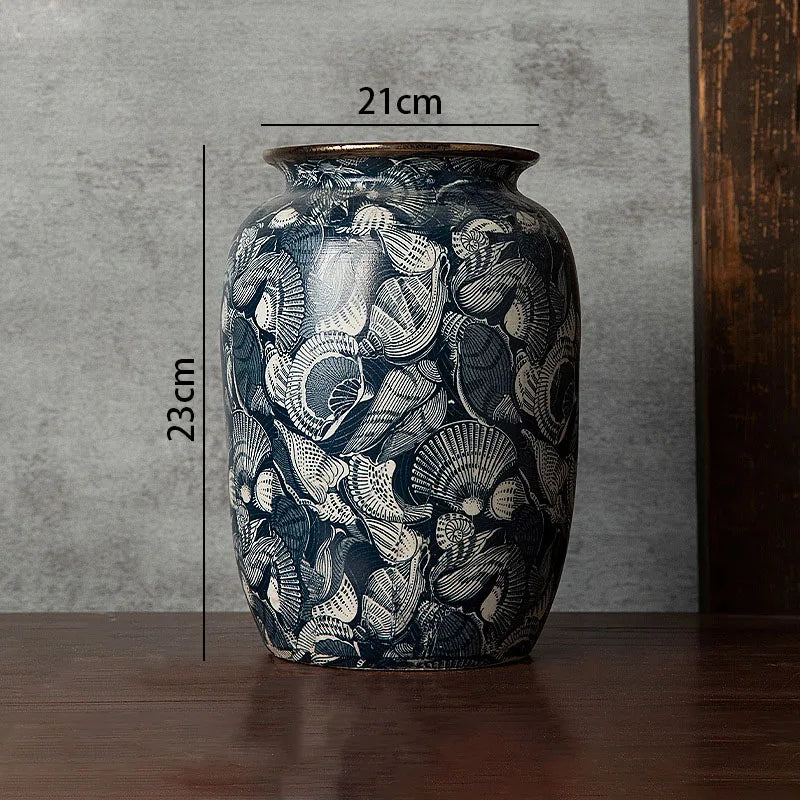 vase rétro en céramique fait main avec dorure décorative - vue 7 sur 9