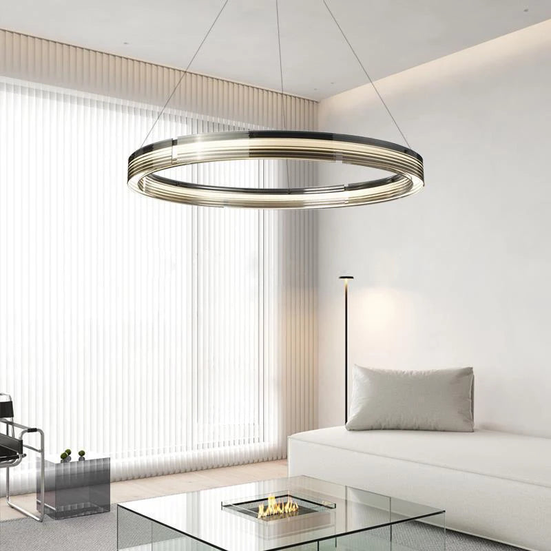 lustre moderne led circulaire design lampes suspendues décoratives - vue 3 sur 9