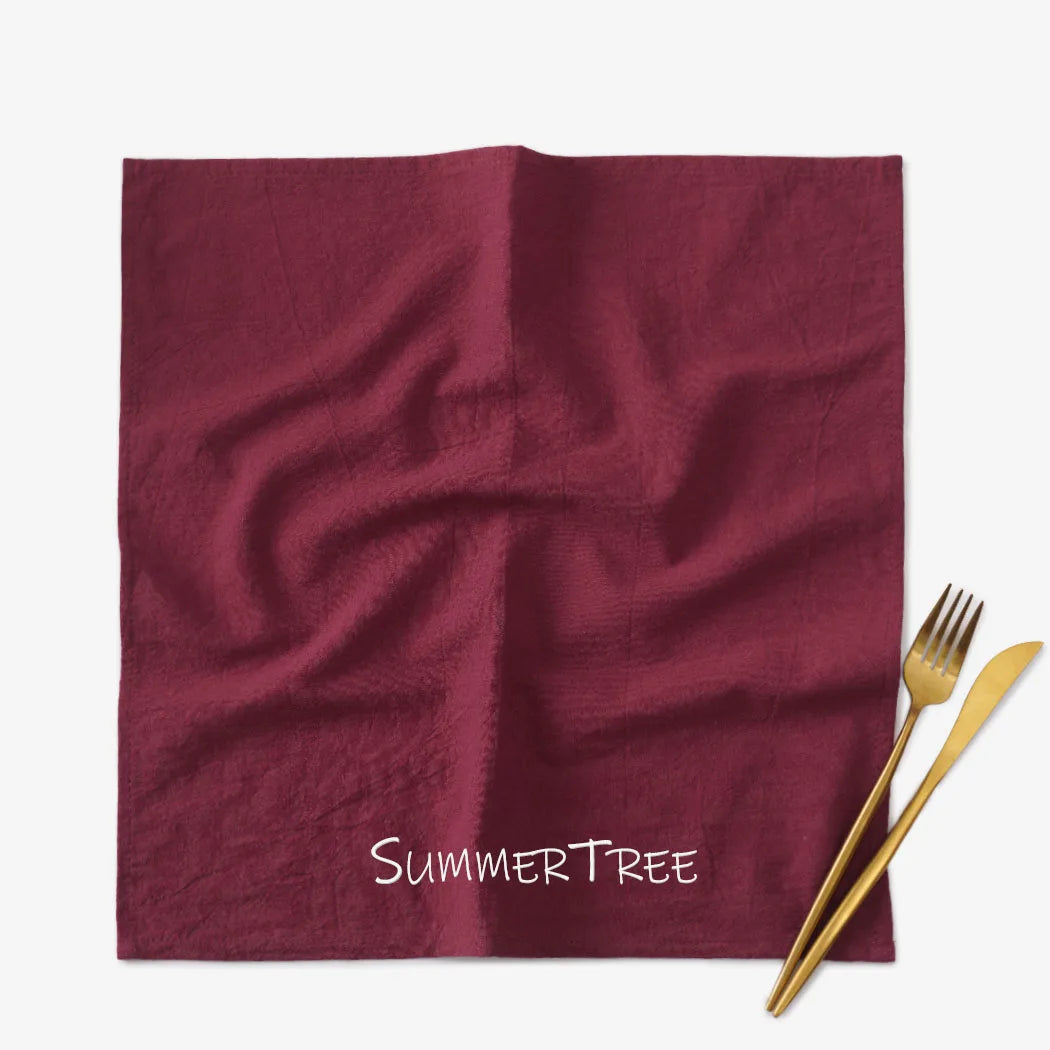 Serviette de table lot 6 coton lavé méditerranéen - vue 4 sur 6