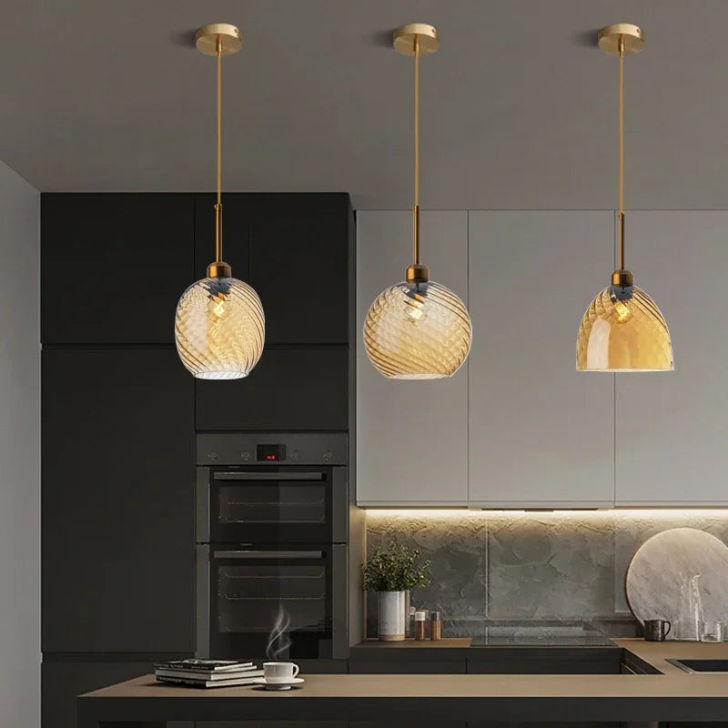suspension led moderne design boule de verre pour restaurant bar