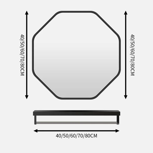 miroir irrégulier avec support de rangement pour maquillage
