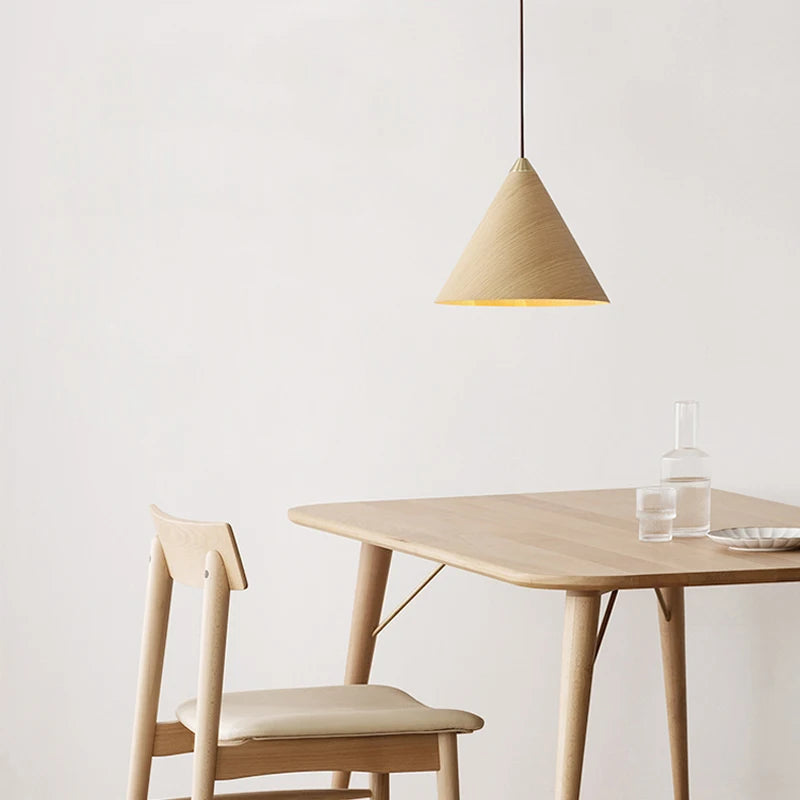 Suspension design conique Japonais vent calme noyer noir bois - vue 4 sur 6