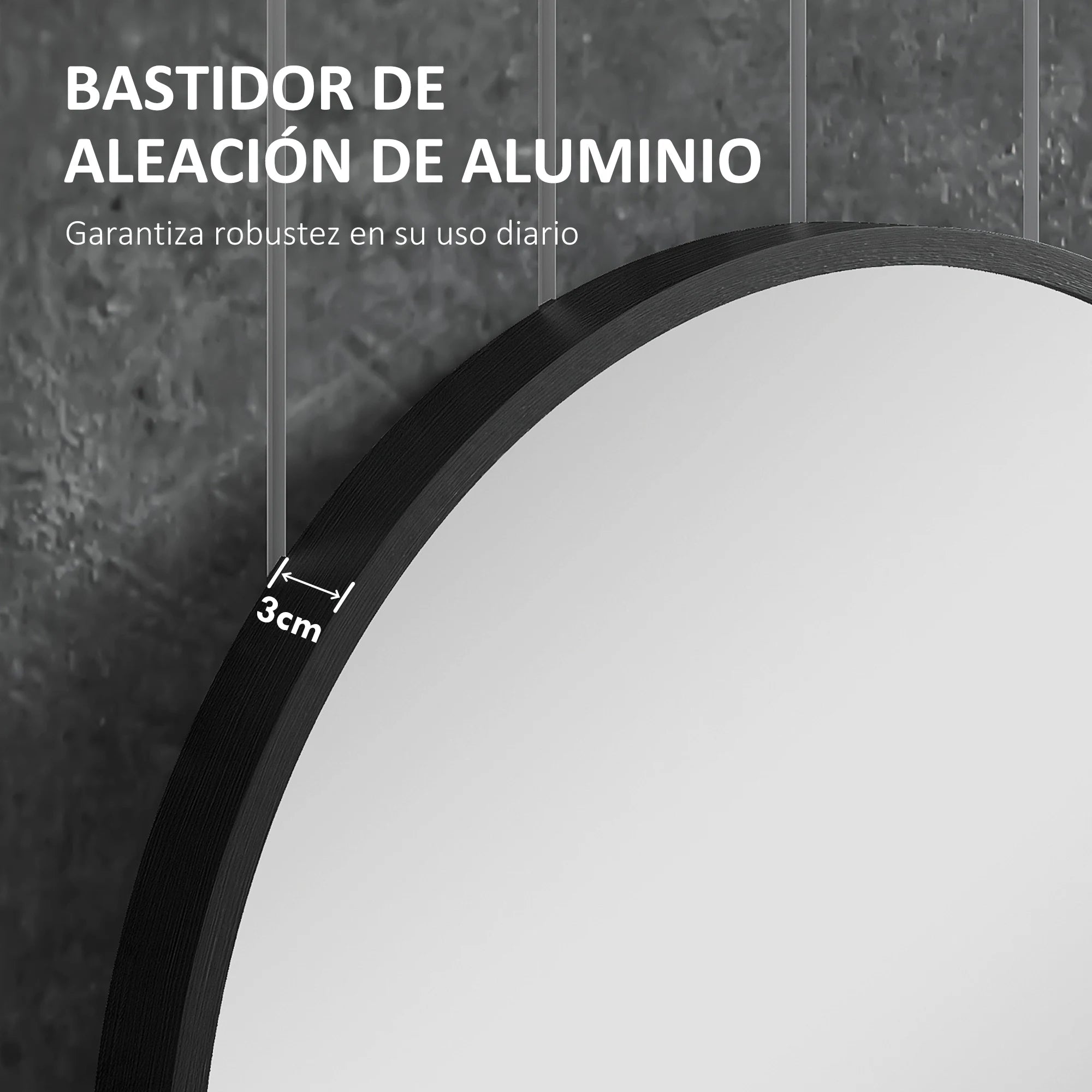 miroir ovale avec cadre en aluminium noir pour décoration intérieure - vue 7 sur 7