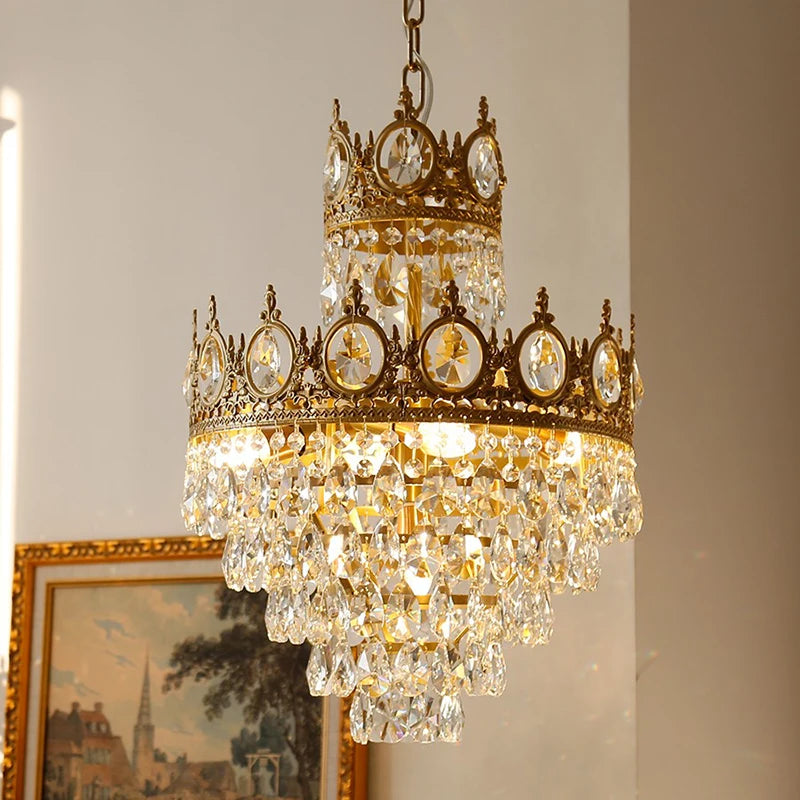 lustre rétro en cristal pour éclairage intérieur décoratif - vue 2 sur 14