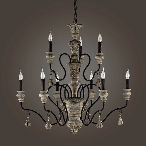 lustre vintage en fer forgé style industriel pour décoration moderne