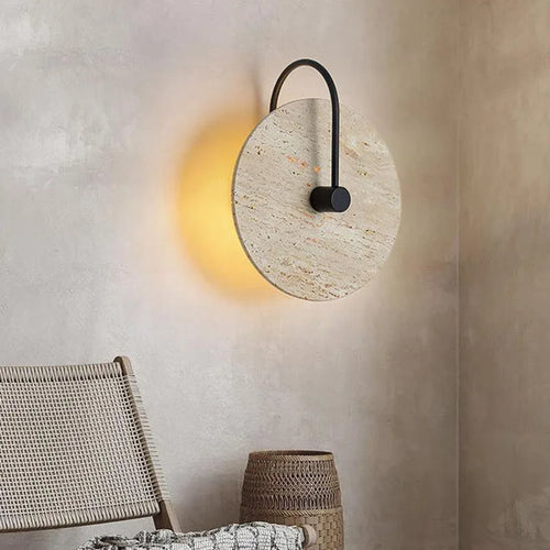 applique murale led ronde en métal et pierre pour hôtel boutique