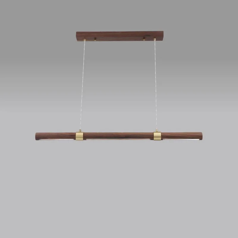 lustre long en bois avec éclairage led suspendu - vue 4 sur 5