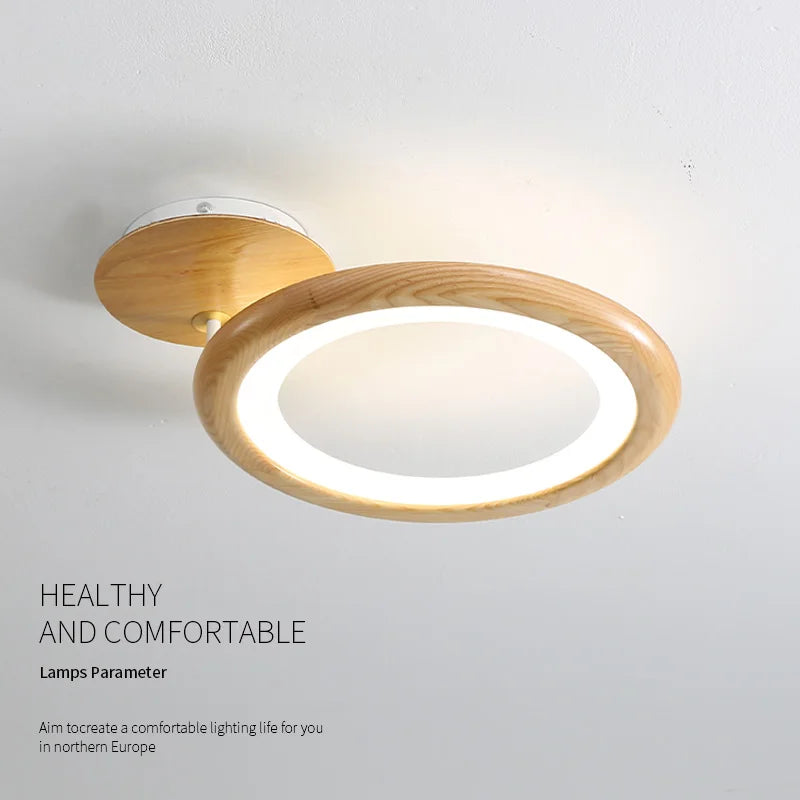 Lampe circulaire moderne en rondins pour salon - vue 7 sur 17