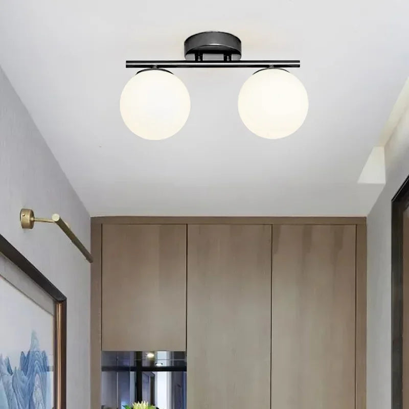 plafonnier led nordique en verre boule créative dorée
