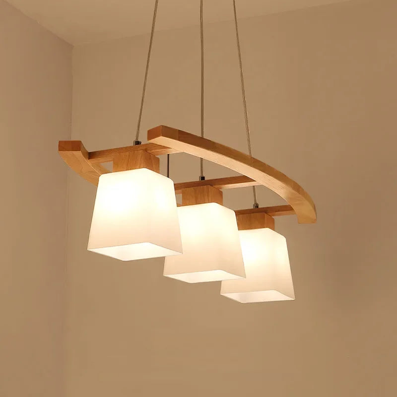 suspension moderne en bois nordique style japonais pour espaces contemporains