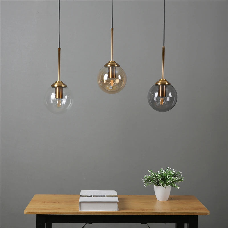 suspension modernes nordiques en verre led pour maison