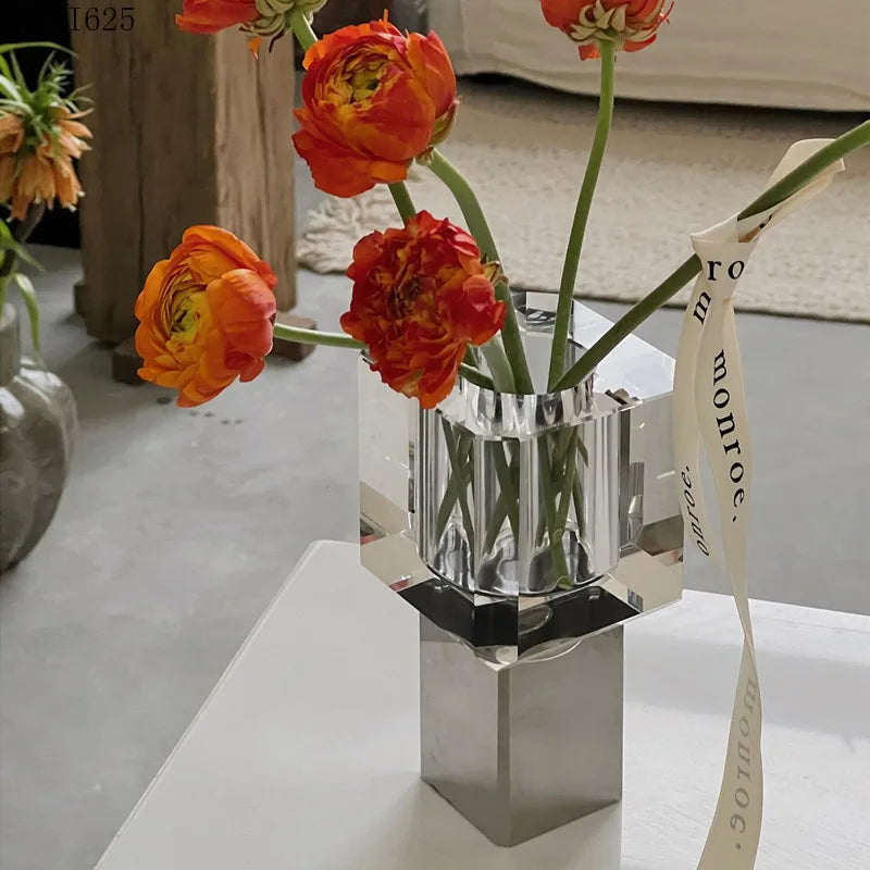 vase en verre cristal transparent pour décoration florale - vue 5 sur 11