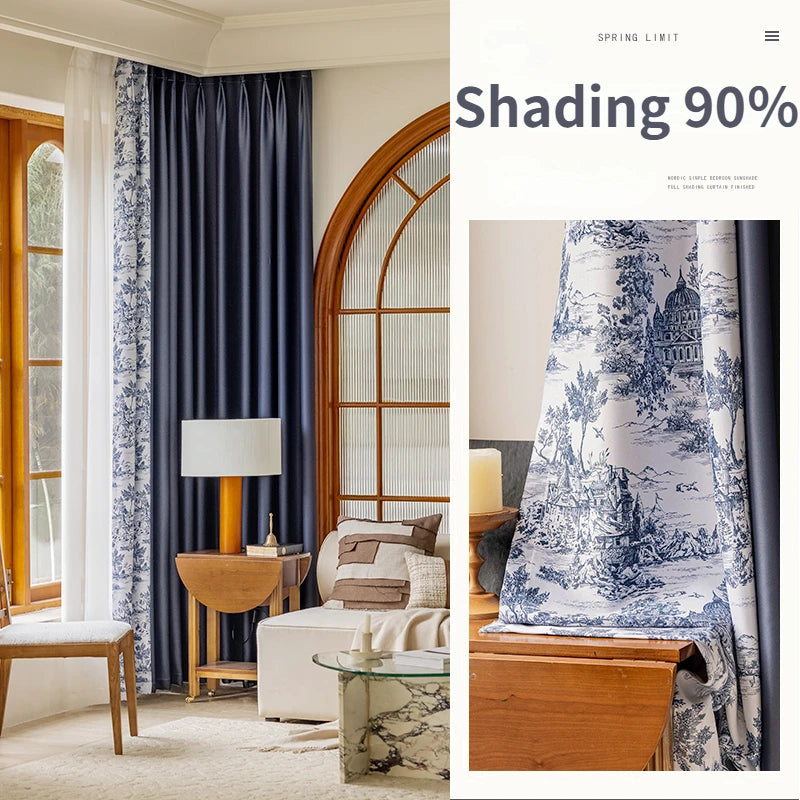 Rideau occultant style campagne française motif floral salon