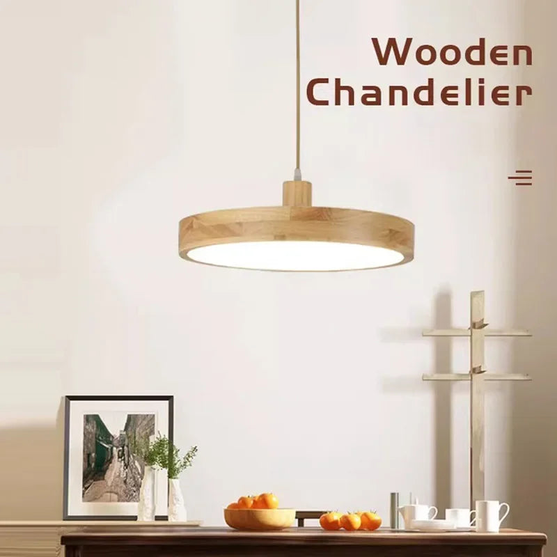 Lustre LED japonais à tête unique en rondins - vue 4 sur 13