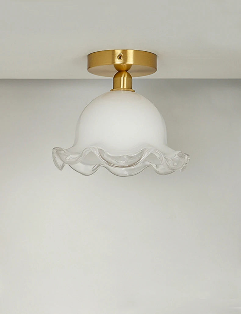 plafonnier moderne en verre antique et laiton unique et minimaliste - vue 5 sur 7