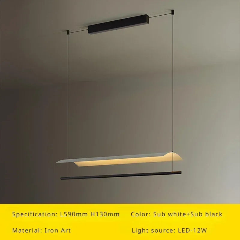 lustre suspendu moderne nordique éclairage design long et simple - vue 11 sur 12