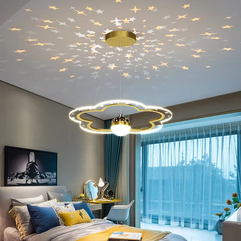 lustre led moderne nuage fleur éclairage ciel étoilé intérieur - vue 4 sur 18