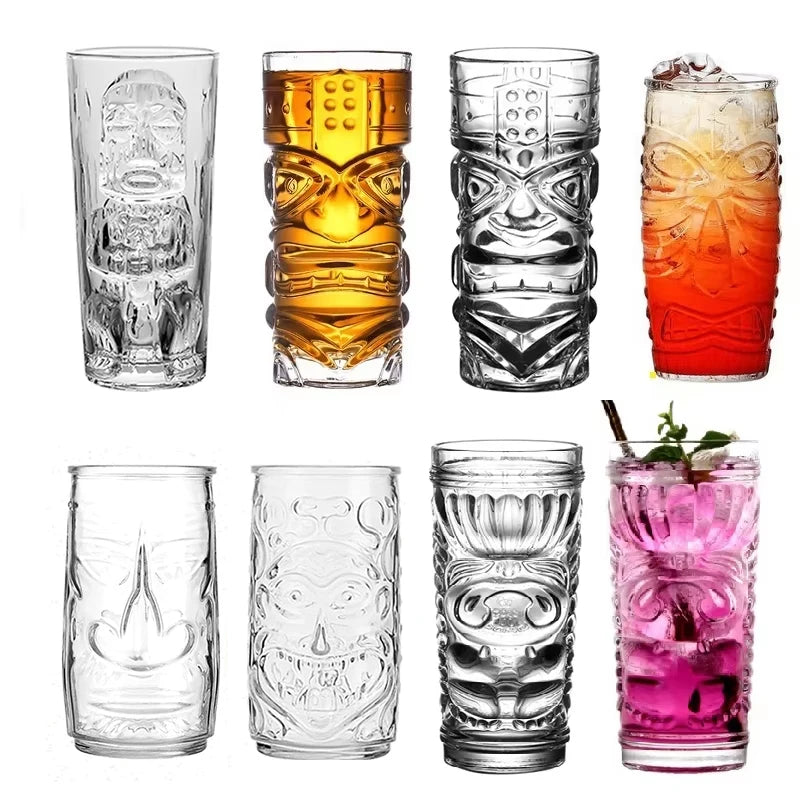 Mug tiki en verre transparent style bar festif