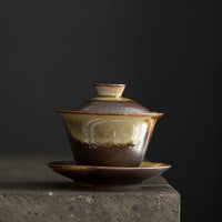 theiere ceramique glacure retro couvercle bol artisanaux