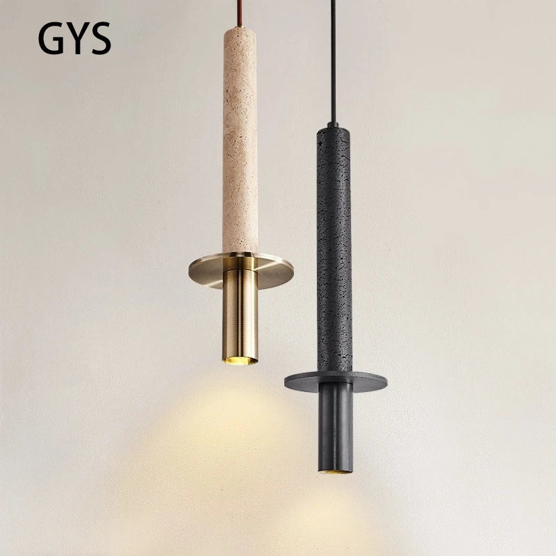 suspension LED nordique moderne chambre chevet longue ligne Simple décor à la maison jaune noir pierre