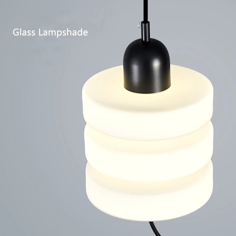 suspension design moderne led en verre câble réglable - vue 5 sur 6