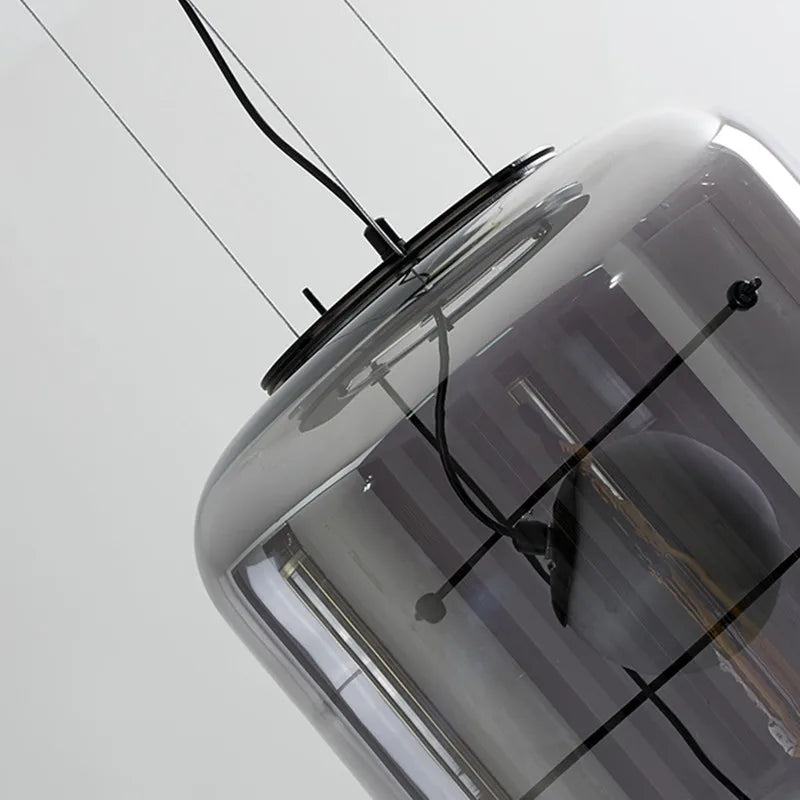 Suspension en verre tête unique boule design fumé