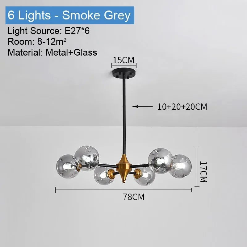 lustre moderne en boule de verre pour décoration intérieure