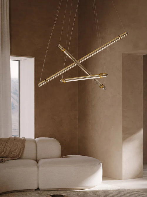 lustre moderne en acrylique et cuivre design minimaliste décoratif