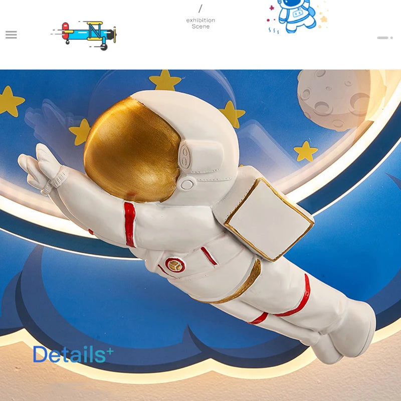 lustre astronaute forme nuage led variateur télécommande protection yeux - vue 5 sur 11