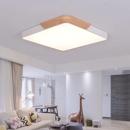 lustre d'art nordique en bois massif style macaron simple et moderne